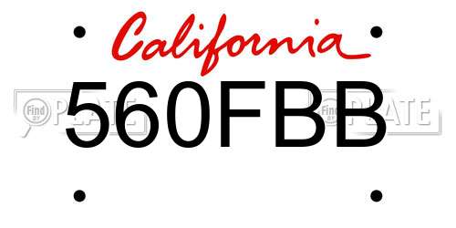 560FBB California License Plate