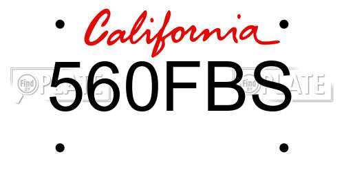 560FBS California License Plate