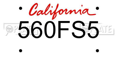 560FS5 California License Plate