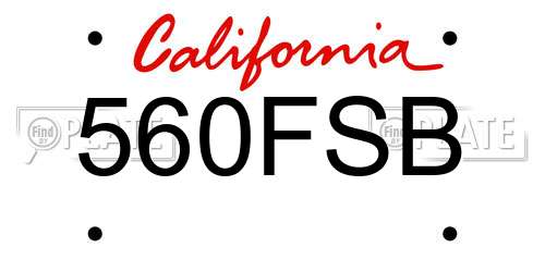 560FSB California License Plate