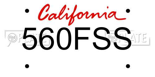 560FSS California License Plate