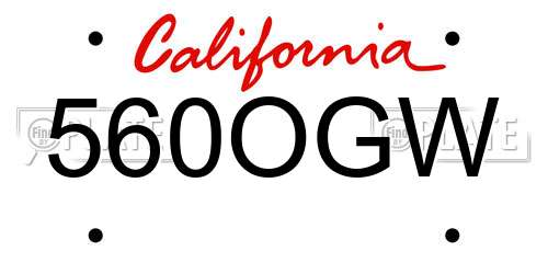 560OGW California License Plate