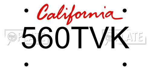 560TVK California License Plate