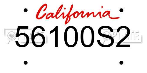56100S2 California License Plate