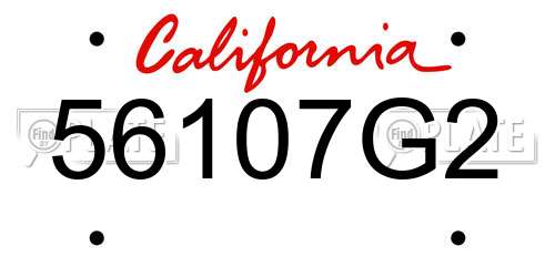56107G2 California License Plate