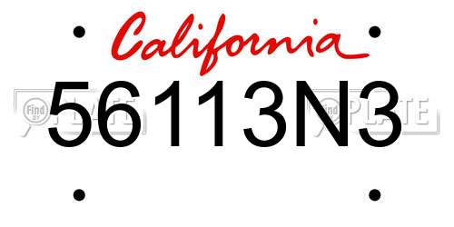 56113N3 California License Plate