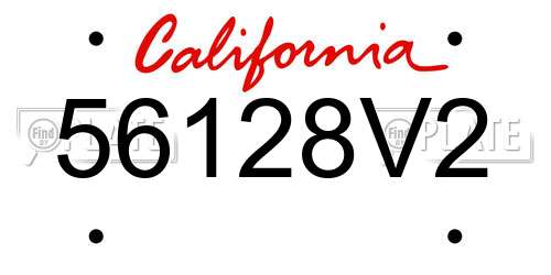 56128V2 California License Plate