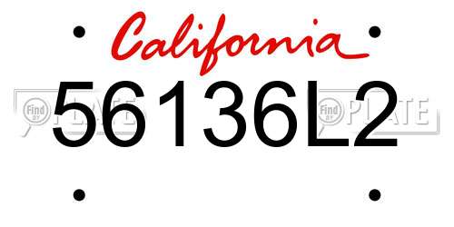 56136L2 California License Plate