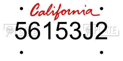 56153J2 California License Plate
