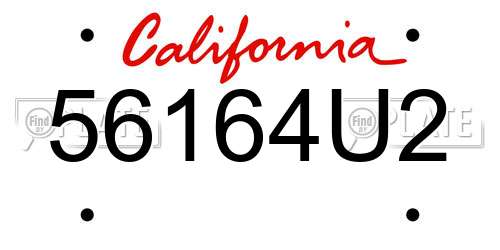 56164U2 California License Plate