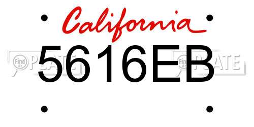 5616EB California License Plate