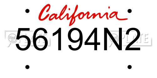 56194N2 California License Plate