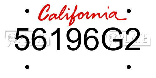 56196G2 California License Plate
