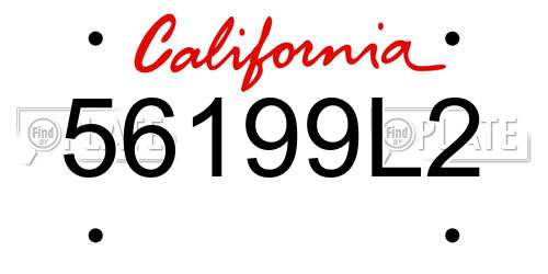 56199L2 California License Plate