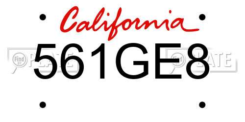 561GE8 California License Plate