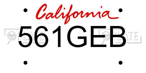 561GEB California License Plate