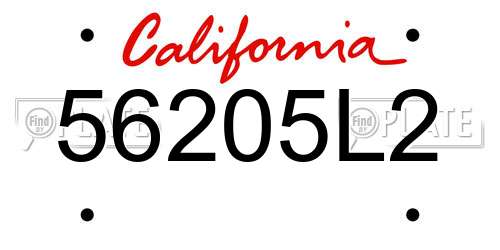 56205L2 California License Plate