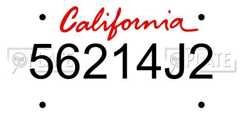 56214J2 California License Plate