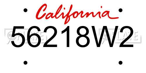 56218W2 California License Plate