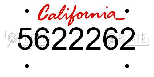 5622262 California License Plate