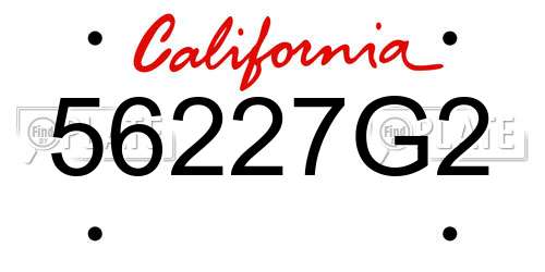 56227G2 California License Plate
