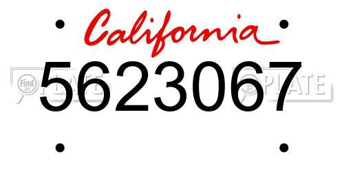 5623067 California License Plate