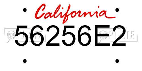 56256E2 California License Plate