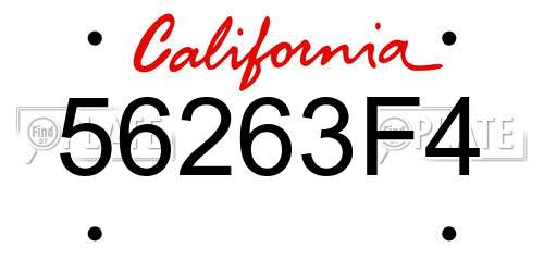 56263F4 California License Plate