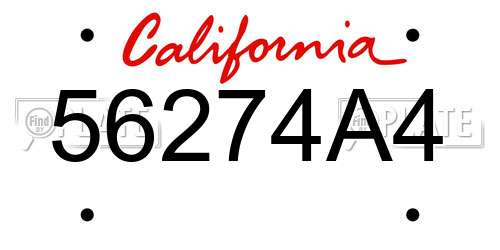 56274A4 California License Plate