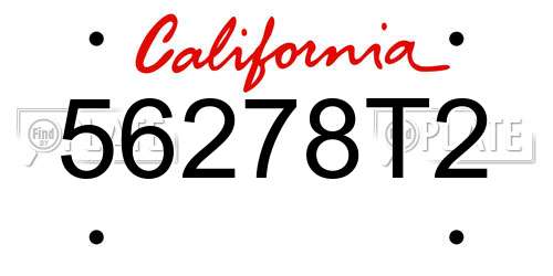 56278T2 California License Plate