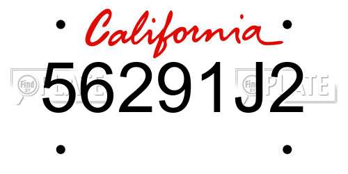56291J2 California License Plate