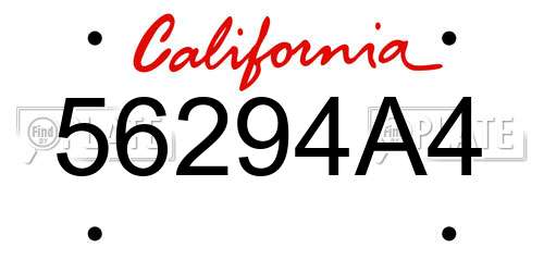 56294A4 California License Plate