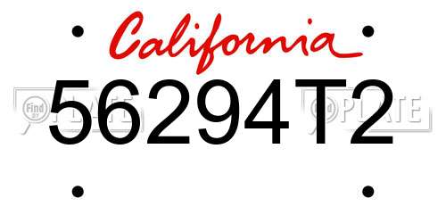 56294T2 California License Plate