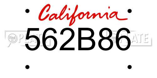 562B86 California License Plate