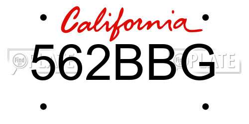 562BBG California License Plate