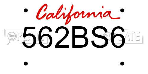 562BS6 California License Plate