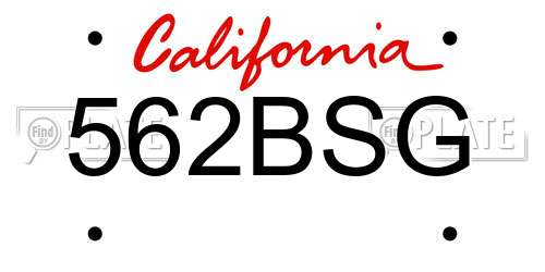 562BSG California License Plate