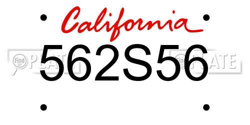 562S56 California License Plate