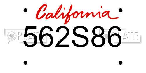 562S86 California License Plate