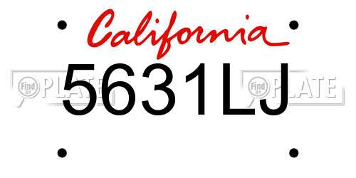 5631LJ California License Plate