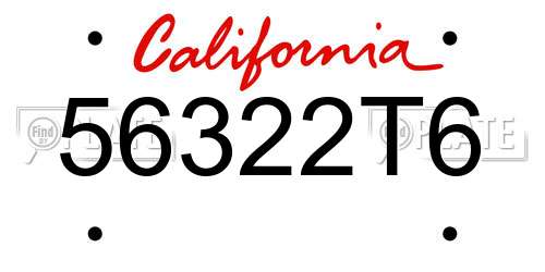 56322T6 California License Plate