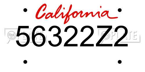 56322Z2 California License Plate
