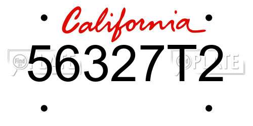 56327T2 California License Plate