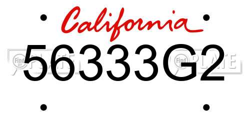 56333G2 California License Plate