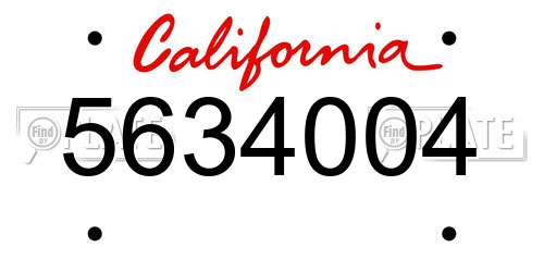 5634004 California License Plate