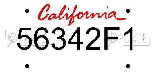 56342F1 California License Plate
