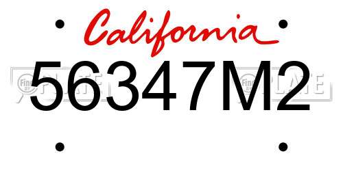 56347M2 California License Plate