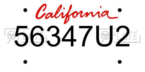 56347U2 California License Plate