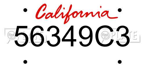 56349C3 California License Plate