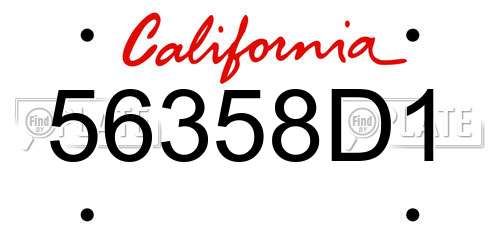 56358D1 California License Plate